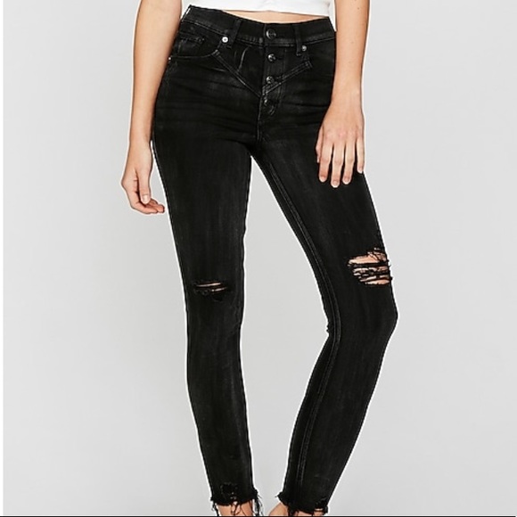 Express Denim - High waist button fly stretch ankle jean leggings